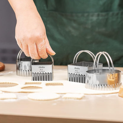 Biscuit Cutter Set (5 Pcs/Set), Square Cookies Cutters with Handle, Professional Stainless Steel Pastry Dough Tools Metal Baking Tools Set