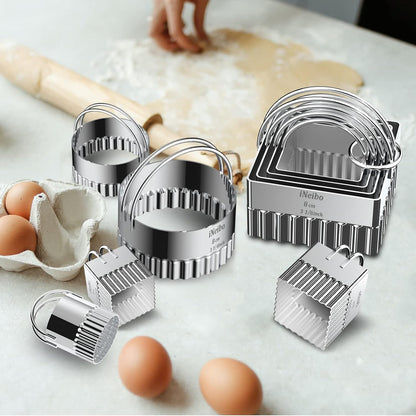 Biscuit Cutter Set (5 Pcs/Set), Square Cookies Cutters with Handle, Professional Stainless Steel Pastry Dough Tools Metal Baking Tools Set