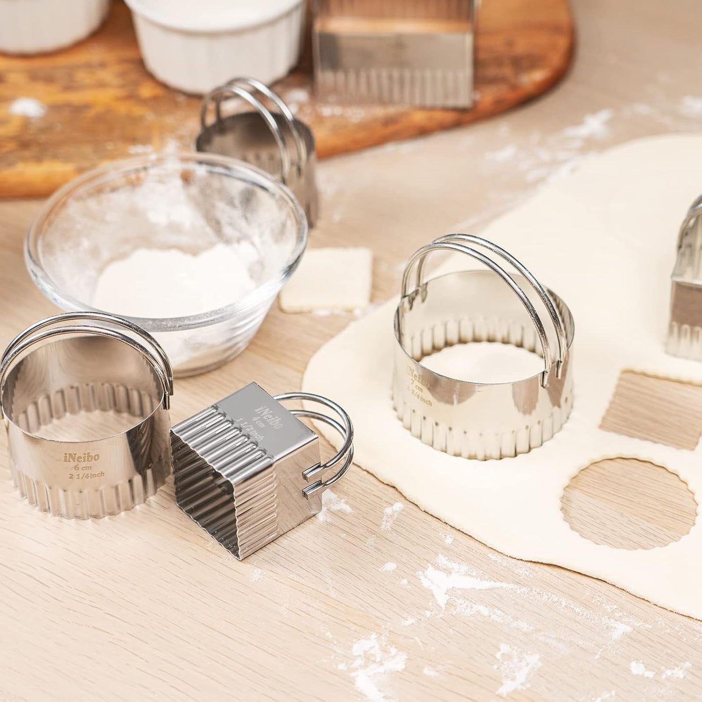 Biscuit Cutter Set (5 Pcs/Set), Square Cookies Cutters with Handle, Professional Stainless Steel Pastry Dough Tools Metal Baking Tools Set