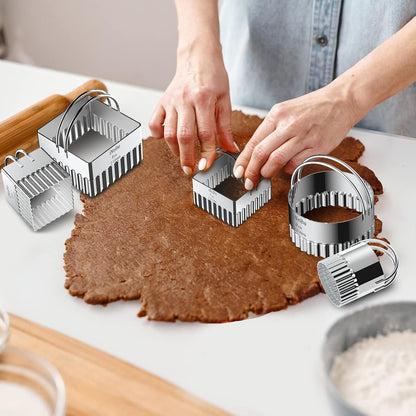 Biscuit Cutter Set (5 Pcs/Set), Square Cookies Cutters with Handle, Professional Stainless Steel Pastry Dough Tools Metal Baking Tools Set