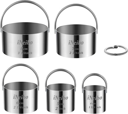 Biscuit Cutter Set (5 Pcs/Set), Square Cookies Cutters with Handle, Professional Stainless Steel Pastry Dough Tools Metal Baking Tools Set