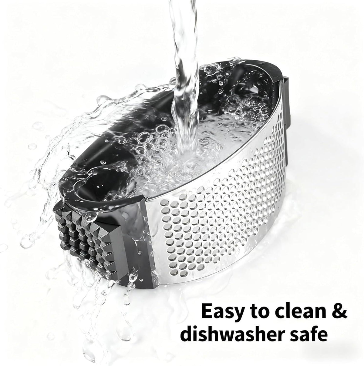 Stainless Steel Garlic Press Rocker, Portable Kitchen Essential, Ergonomic Handle Design, Easy Mincing Crusher (Black)