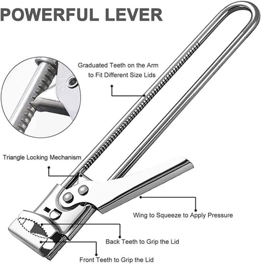 Master Jar & Bottle Opener,Adjustable Multifunctional Stainless Steel Can Opener Jar Lid Gripper,Manual,Kitchen Accessories（Silver）