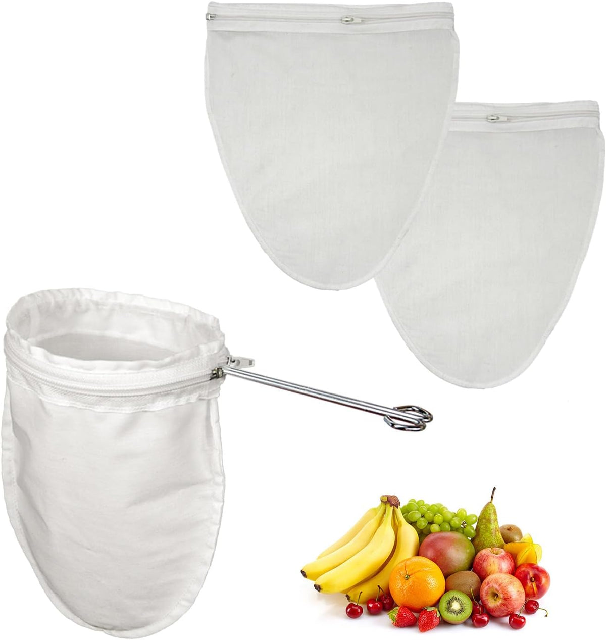 Ultra Fine Mesh Strainer with Stainless Steel Handle, Reusable Food Grade Juice Strainer, Cheesecloth Strainer with Zipper for Nut Milk, Coffee, Butter, Juices and Cheese (Small Size)