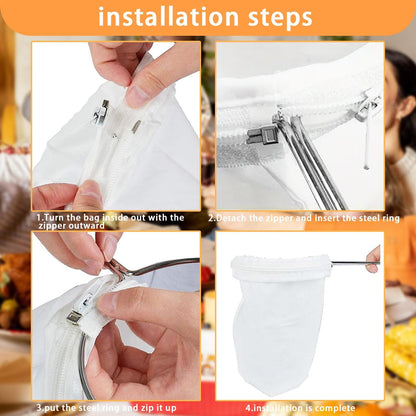 Ultra Fine Mesh Strainer with Stainless Steel Handle, Reusable Food Grade Juice Strainer, Cheesecloth Strainer with Zipper for Nut Milk, Coffee, Butter, Juices and Cheese (Small Size)