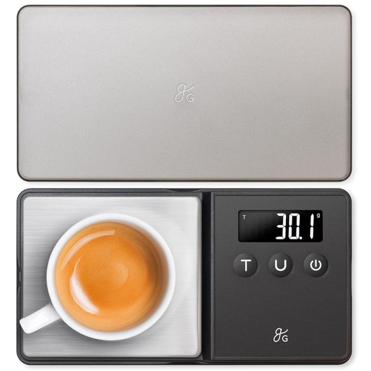 Digital Espresso Scale with 0.1g Precision, 750g Capacity | Precision Gram Scale for Dosing Shots, Real-Time Response, 6 Weighing Units, Instant Tare & Lid Doubles as a Weighing Tray