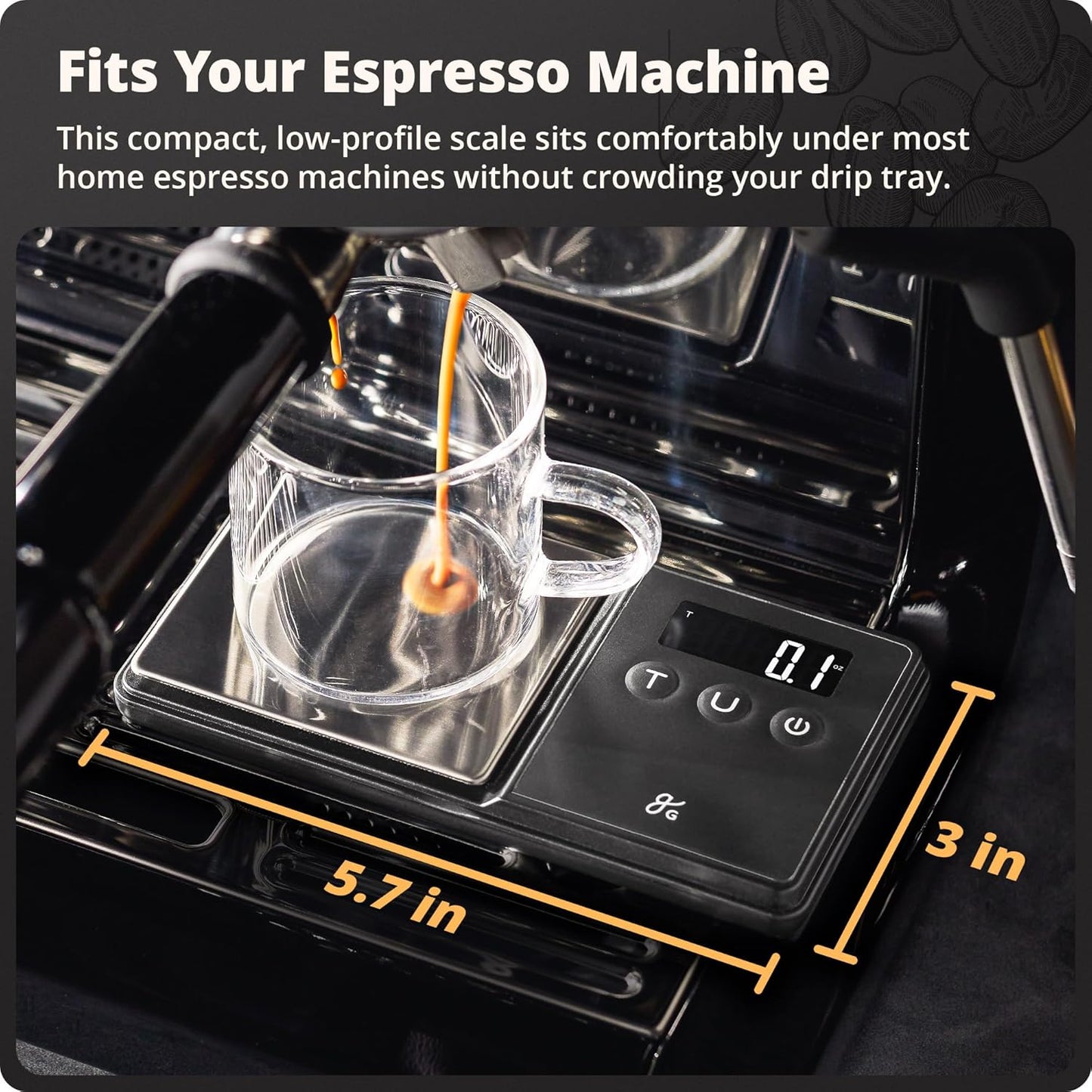 Digital Espresso Scale with 0.1g Precision, 750g Capacity | Precision Gram Scale for Dosing Shots, Real-Time Response, 6 Weighing Units, Instant Tare & Lid Doubles as a Weighing Tray