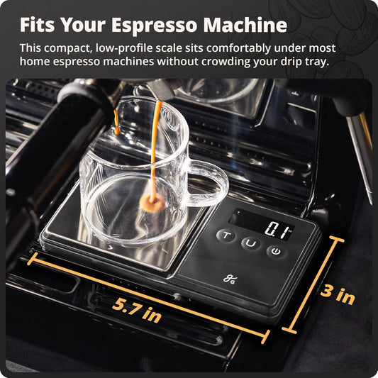 Digital Espresso Scale with 0.1g Precision, 750g Capacity | Precision Gram Scale for Dosing Shots, Real-Time Response, 6 Weighing Units, Instant Tare & Lid Doubles as a Weighing Tray