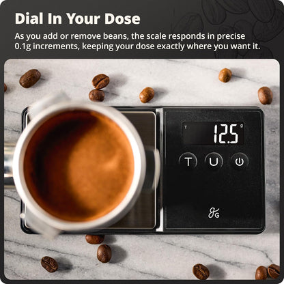 Digital Espresso Scale with 0.1g Precision, 750g Capacity | Precision Gram Scale for Dosing Shots, Real-Time Response, 6 Weighing Units, Instant Tare & Lid Doubles as a Weighing Tray