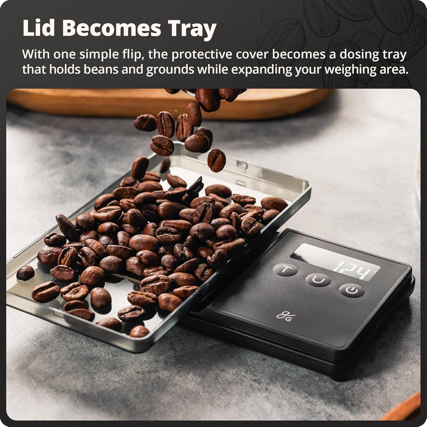 Digital Espresso Scale with 0.1g Precision, 750g Capacity | Precision Gram Scale for Dosing Shots, Real-Time Response, 6 Weighing Units, Instant Tare & Lid Doubles as a Weighing Tray