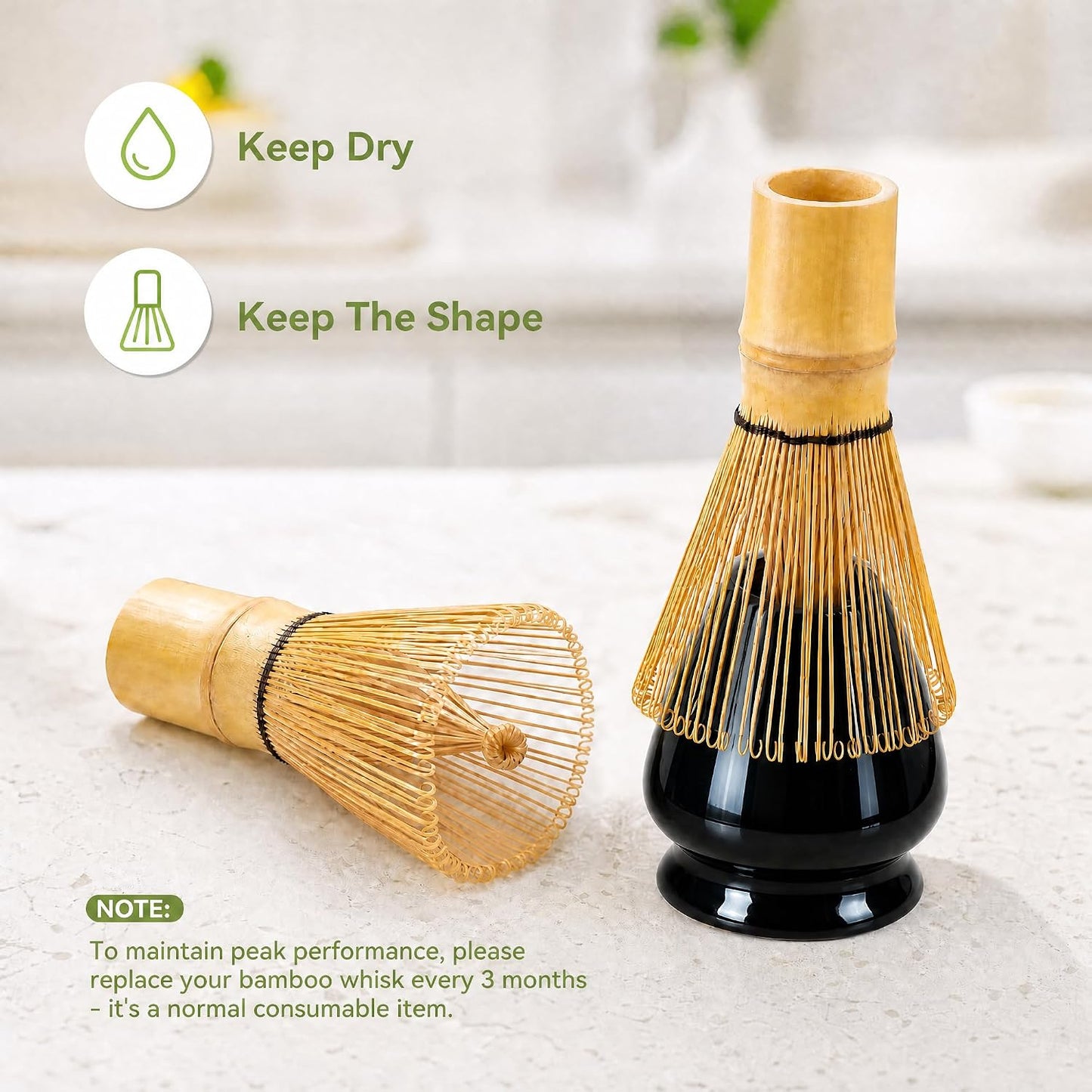 Matcha Whisk Set with Modern Black Ceramic Bowl - Japanese Tea Ceremony Essentials, Includes Bamboo Whisk (Chasen), Holder, Matcha Powder Sifter, Scoop, Complete Preparation Kit