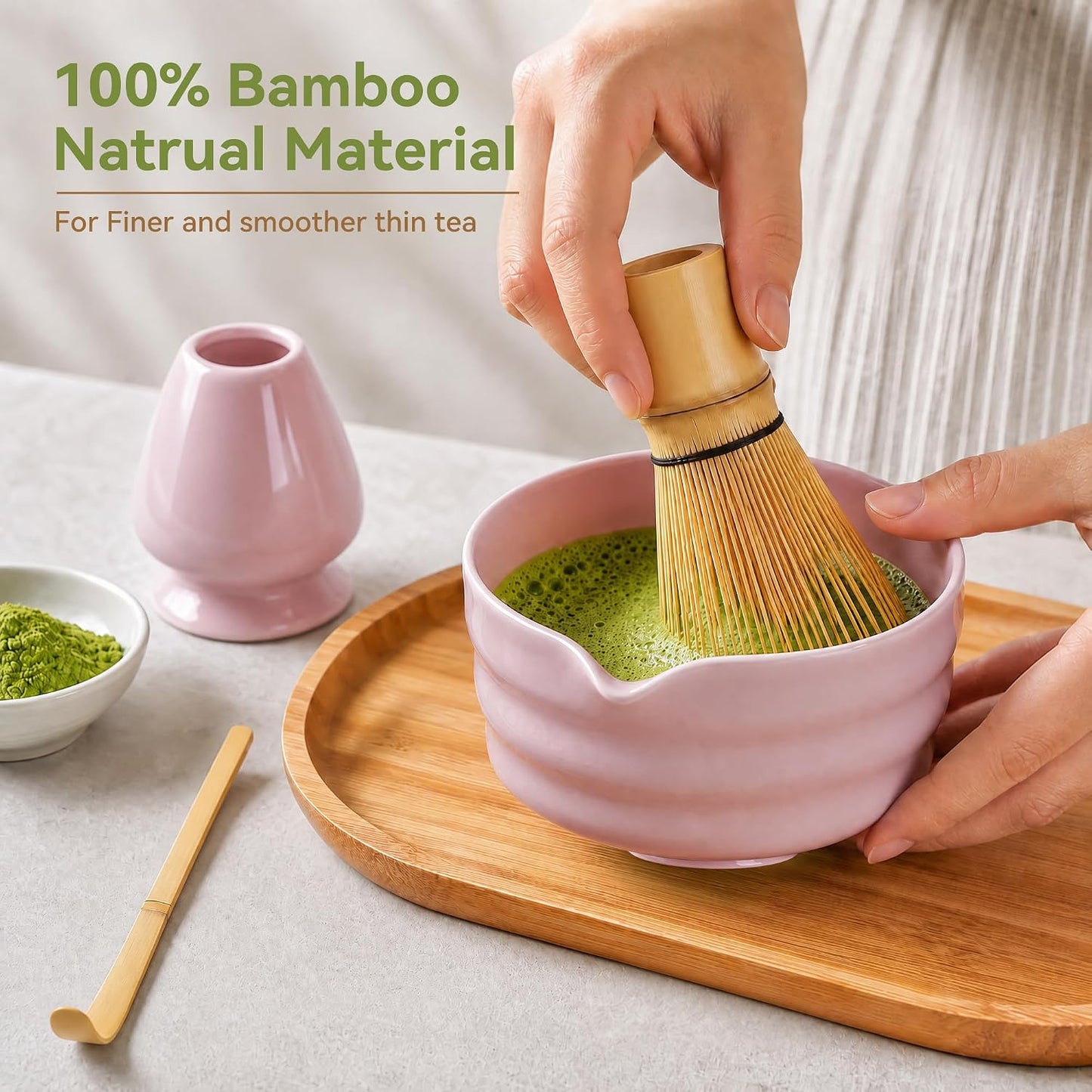 Matcha Whisk Set with Modern Black Ceramic Bowl - Japanese Tea Ceremony Essentials, Includes Bamboo Whisk (Chasen), Holder, Matcha Powder Sifter, Scoop, Complete Preparation Kit