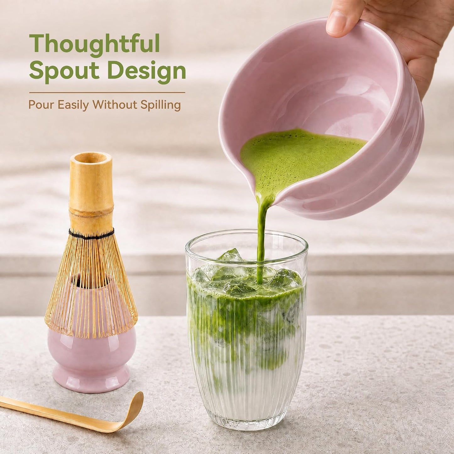 Matcha Whisk Set with Modern Black Ceramic Bowl - Japanese Tea Ceremony Essentials, Includes Bamboo Whisk (Chasen), Holder, Matcha Powder Sifter, Scoop, Complete Preparation Kit
