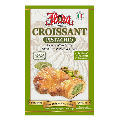 Flora Chocolate & Milk Croissants – Italian Pastry with Chocolate & Milk Cream Filling | Soft, Oven-Baked & Ready to Eat | Imported from Italy (Pack of 6)