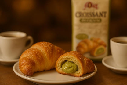 Flora Chocolate & Milk Croissants – Italian Pastry with Chocolate & Milk Cream Filling | Soft, Oven-Baked & Ready to Eat | Imported from Italy (Pack of 6)