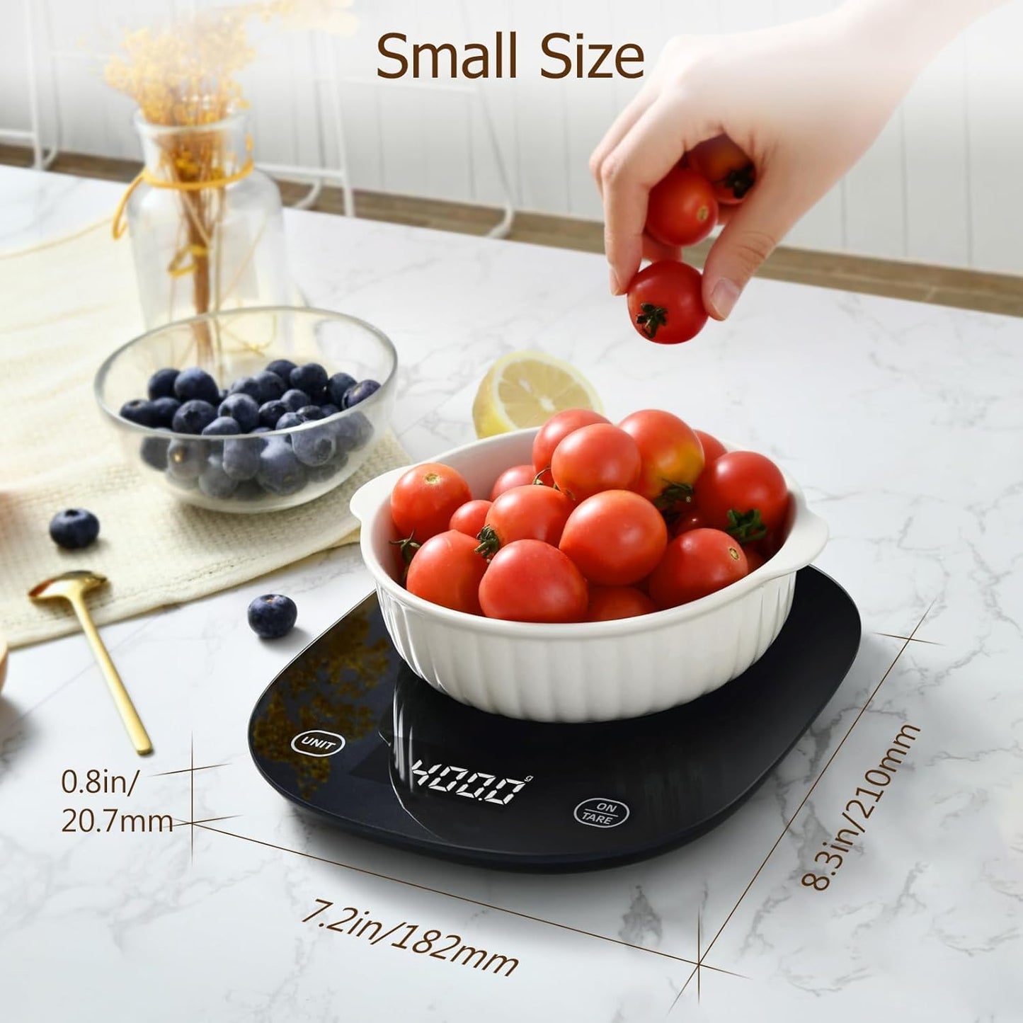 Smart Food Scale, Kitchen Scale with Nutritional Calculator | USB Rechargeable, food scales for kitchen with App for Macro, Keto, Calorie, Cooking, Grams and Ounces, 0.1oz/0.5g, White