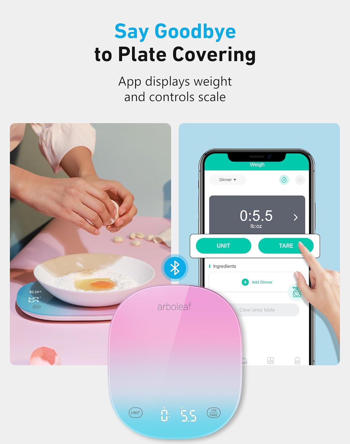 Smart Food Scale, Kitchen Scale with Nutritional Calculator | USB Rechargeable, food scales for kitchen with App for Macro, Keto, Calorie, Cooking, Grams and Ounces, 0.1oz/0.5g, White