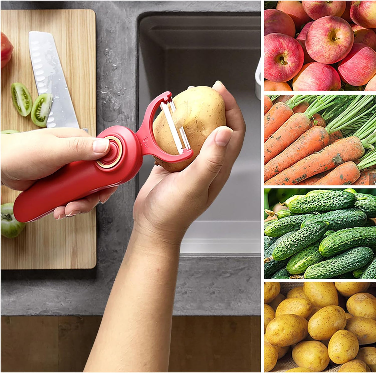 3-in-1 Electric Peeler | Auto Blade for Fruits/Vegetables
