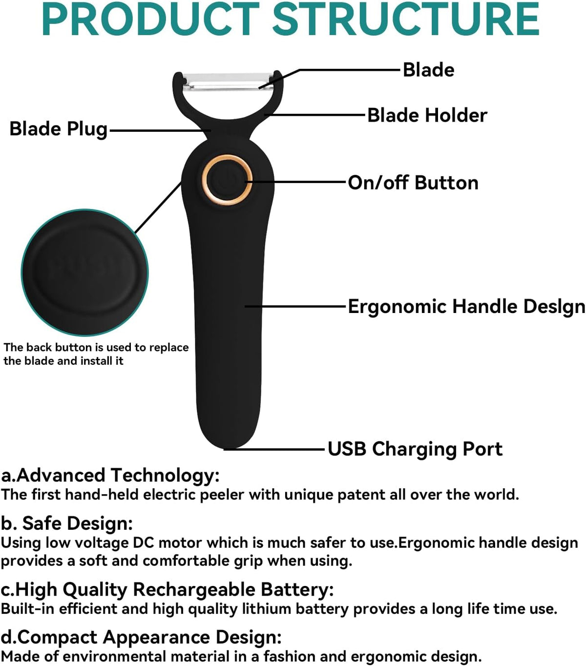 3-in-1 Electric Peeler | Auto Blade for Fruits/Vegetables