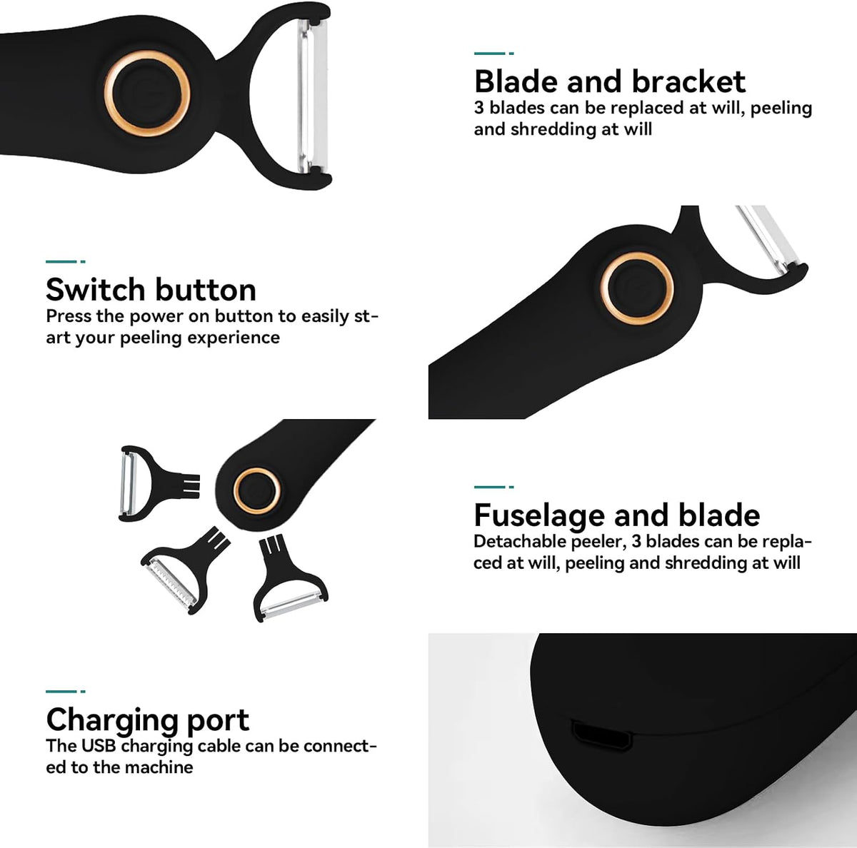 3-in-1 Electric Peeler | Auto Blade for Fruits/Vegetables