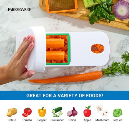 Professional Large Vegetable Chopper with 3 Interchangeable Blades - Manual Onion Chopper, Food Dicer for Potatoes, Tomatoes, Peppers, Garlic - Stainless Steel, Dishwasher Safe