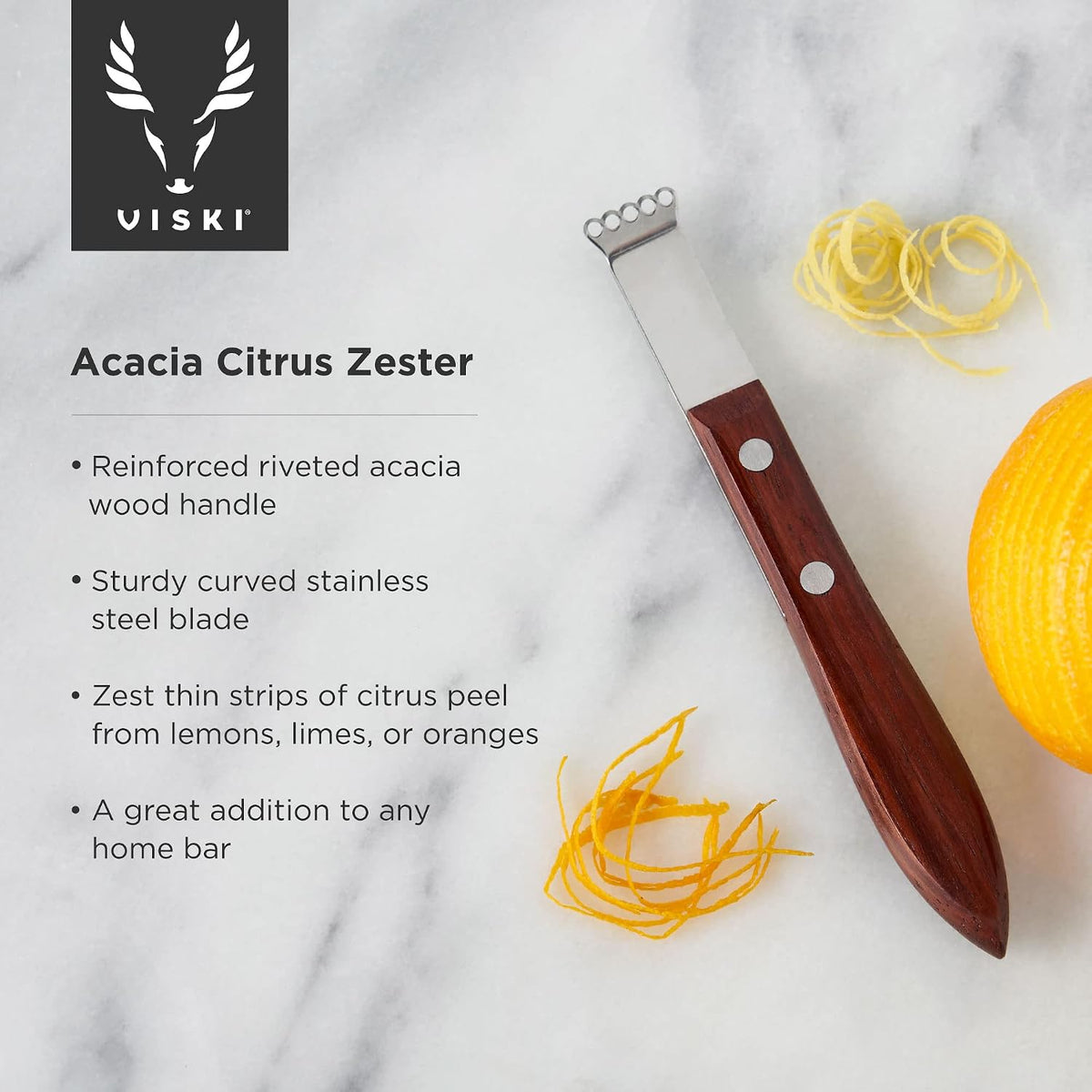 Citrus and Cheese Grater, Stainless Steel Rasp Grater Zester with Acacia Wood Handle for Lemons, Oranges, Nutmeg & Cheese, Elegant Kitchenware for Cocktails, Cooking, & Bartender Gifts, Set of 1