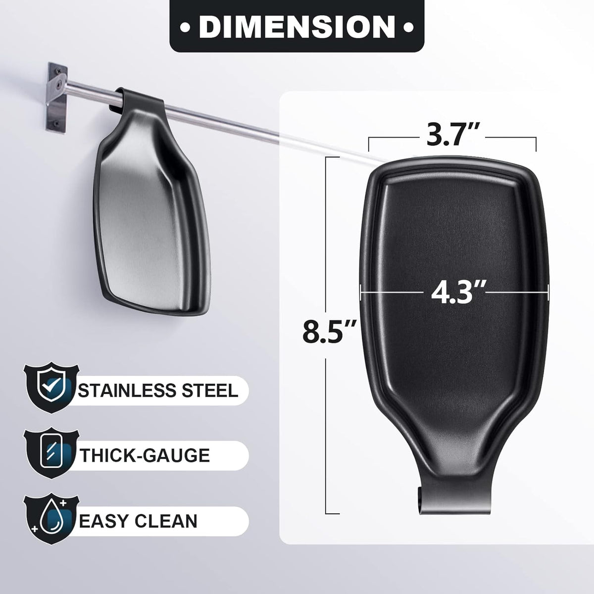Spoon Rest for Stove Top, 2-Piece Stainless Steel Spoon Holder for Kitchen Counter, Spatula Ladle Utensils Rest, Heavy Duty & Large Size, Dishwasher Safe(8.5 x 4.3 Inch)