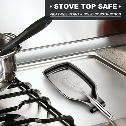 Spoon Rest for Stove Top, 2-Piece Stainless Steel Spoon Holder for Kitchen Counter, Spatula Ladle Utensils Rest, Heavy Duty & Large Size, Dishwasher Safe(8.5 x 4.3 Inch)