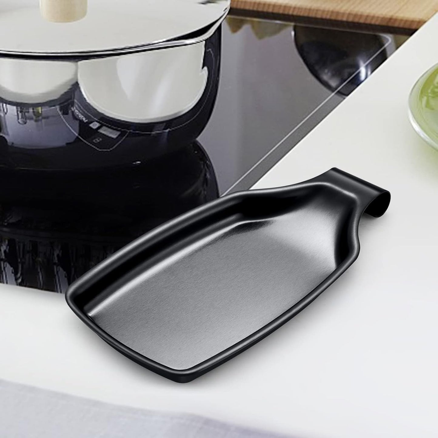 Spoon Rest for Stove Top, 2-Piece Stainless Steel Spoon Holder for Kitchen Counter, Spatula Ladle Utensils Rest, Heavy Duty & Large Size, Dishwasher Safe(8.5 x 4.3 Inch)