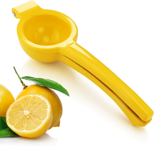 42856 Commercial-Grade Enameled Aluminum Lemon Squeezer, Heavy Duty Citrus Juicer Press, Yellow