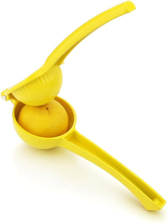 42856 Commercial-Grade Enameled Aluminum Lemon Squeezer, Heavy Duty Citrus Juicer Press, Yellow