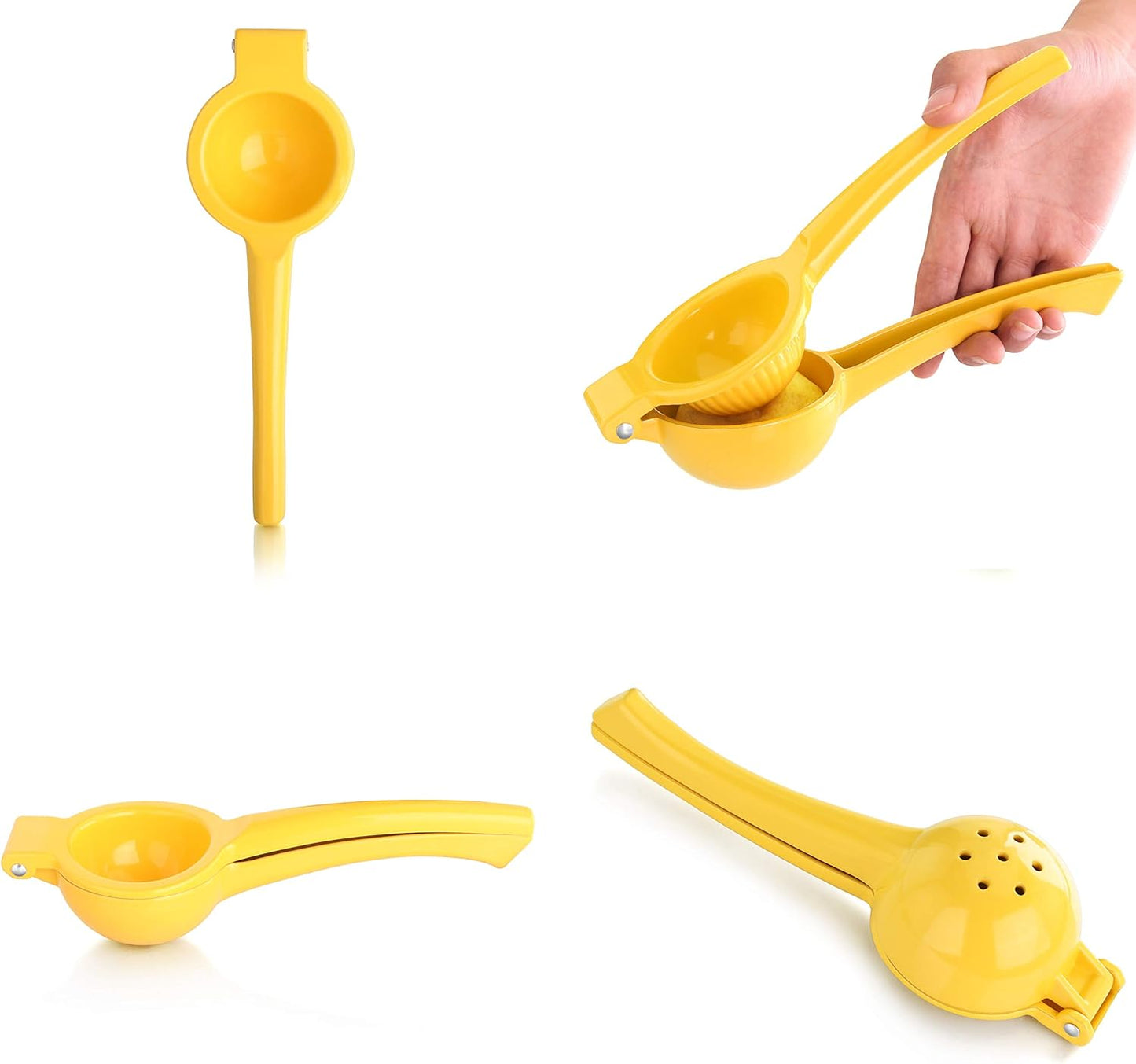 42856 Commercial-Grade Enameled Aluminum Lemon Squeezer, Heavy Duty Citrus Juicer Press, Yellow