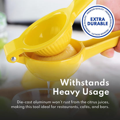42856 Commercial-Grade Enameled Aluminum Lemon Squeezer, Heavy Duty Citrus Juicer Press, Yellow