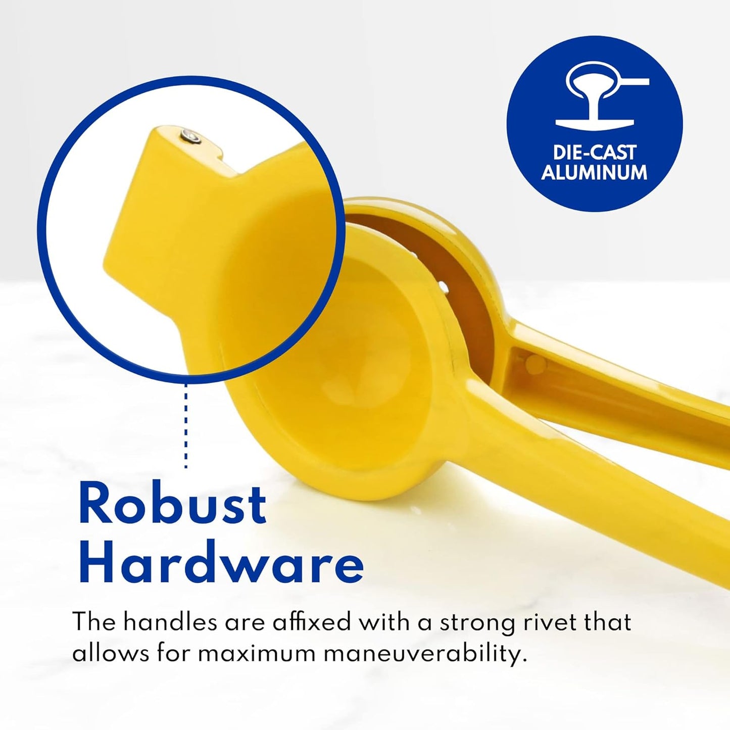 42856 Commercial-Grade Enameled Aluminum Lemon Squeezer, Heavy Duty Citrus Juicer Press, Yellow