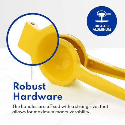 42856 Commercial-Grade Enameled Aluminum Lemon Squeezer, Heavy Duty Citrus Juicer Press, Yellow
