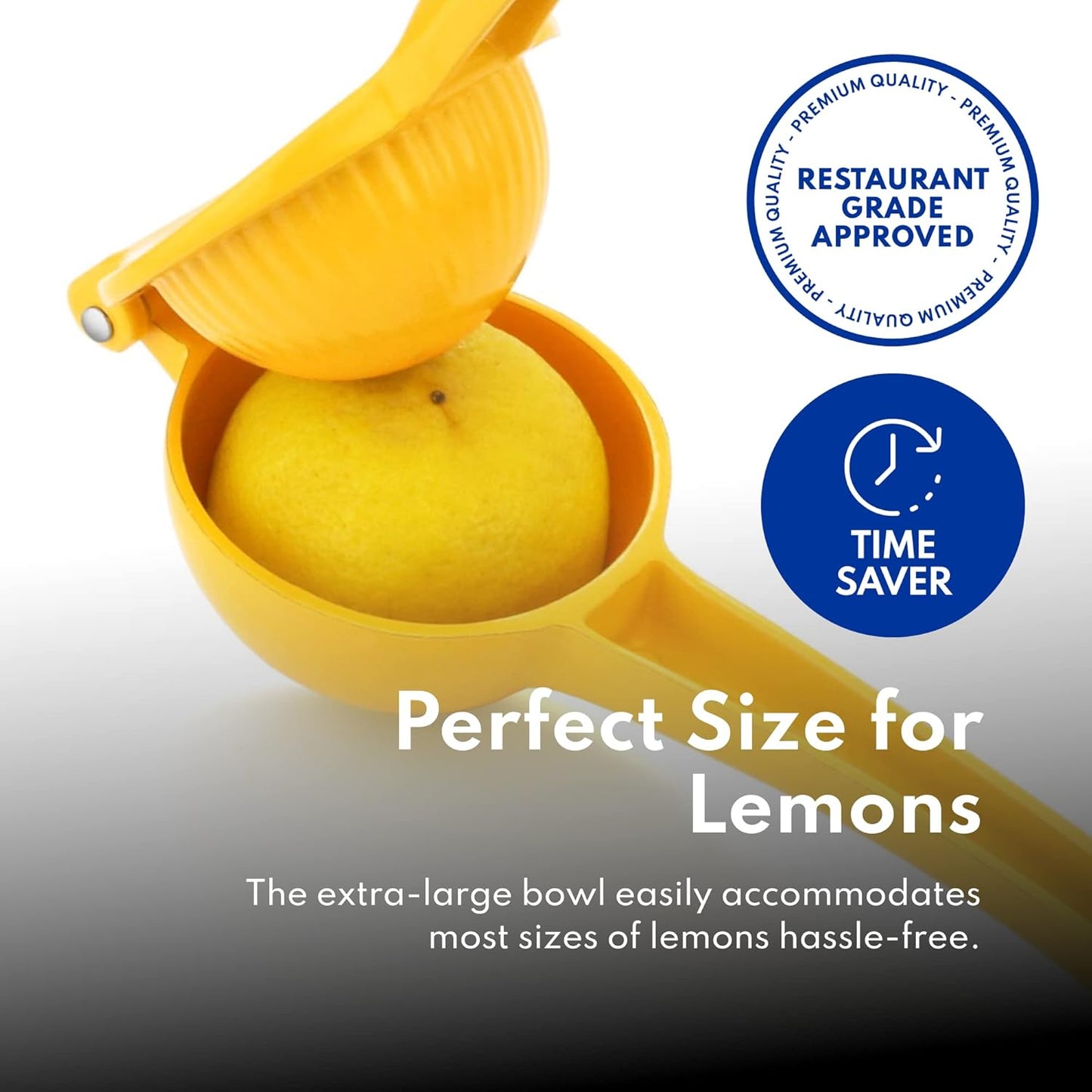 42856 Commercial-Grade Enameled Aluminum Lemon Squeezer, Heavy Duty Citrus Juicer Press, Yellow