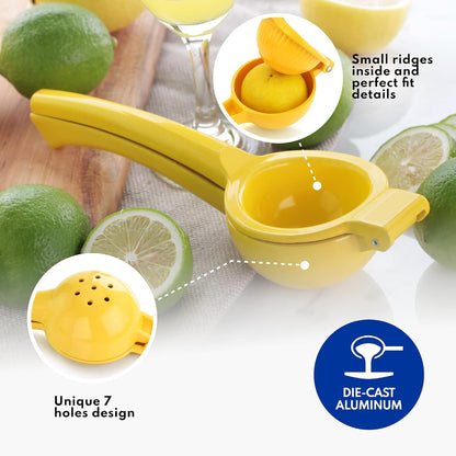 42856 Commercial-Grade Enameled Aluminum Lemon Squeezer, Heavy Duty Citrus Juicer Press, Yellow
