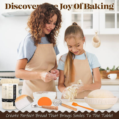 Sourdough Starter Kit with Bread Proofing Baskets, Jars, Baking Essentials