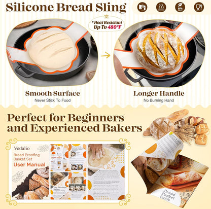 Sourdough Starter Kit with Bread Proofing Baskets, Jars, Baking Essentials