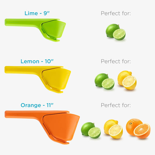 Fluicer Fold-Flat Citrus Juicer - Lemon Easy, manual fresh lemon juice squeezer with pip catcher, suits lemons and limes, compact storage, 10" | Space-saving storage, gets every last drop