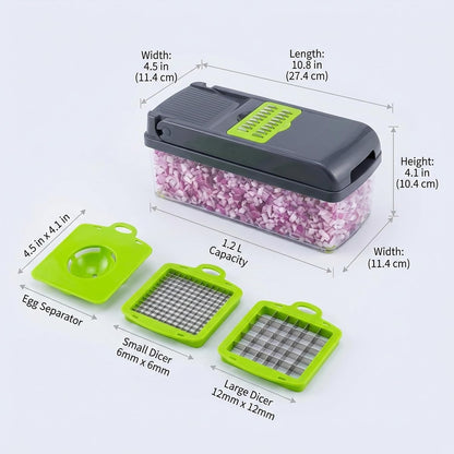 14-in-1 Vegetable Chopper and Onion Slicer, Gray