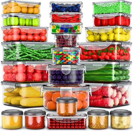 50 Pcs Large Food Storage Containers with Lids Airtight-85 OZ to small Containers-Total 526OZ Stackable Kitchen Set -BPA Free Leak proof containers- Freezer Microwave safe
