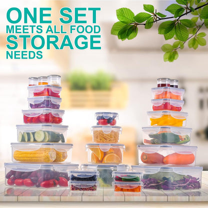 50 Pcs Large Food Storage Containers with Lids Airtight-85 OZ to small Containers-Total 526OZ Stackable Kitchen Set -BPA Free Leak proof containers- Freezer Microwave safe