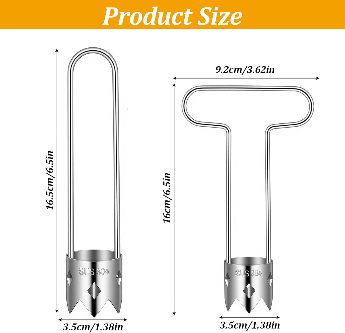 2PCS Bell Pepper Corer Pepper Seed Corer Remover 2 in 1,Silver