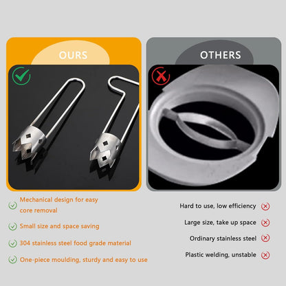 2PCS Bell Pepper Corer Pepper Seed Corer Remover 2 in 1,Silver