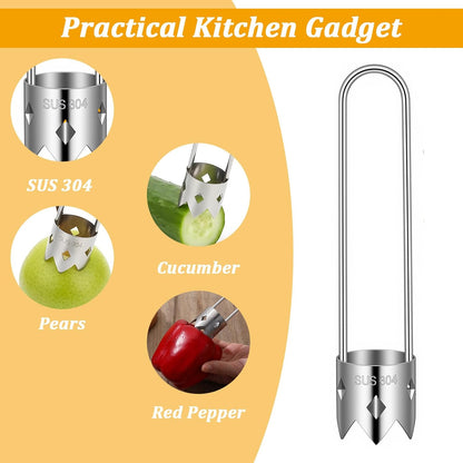 2PCS Bell Pepper Corer Pepper Seed Corer Remover 2 in 1,Silver