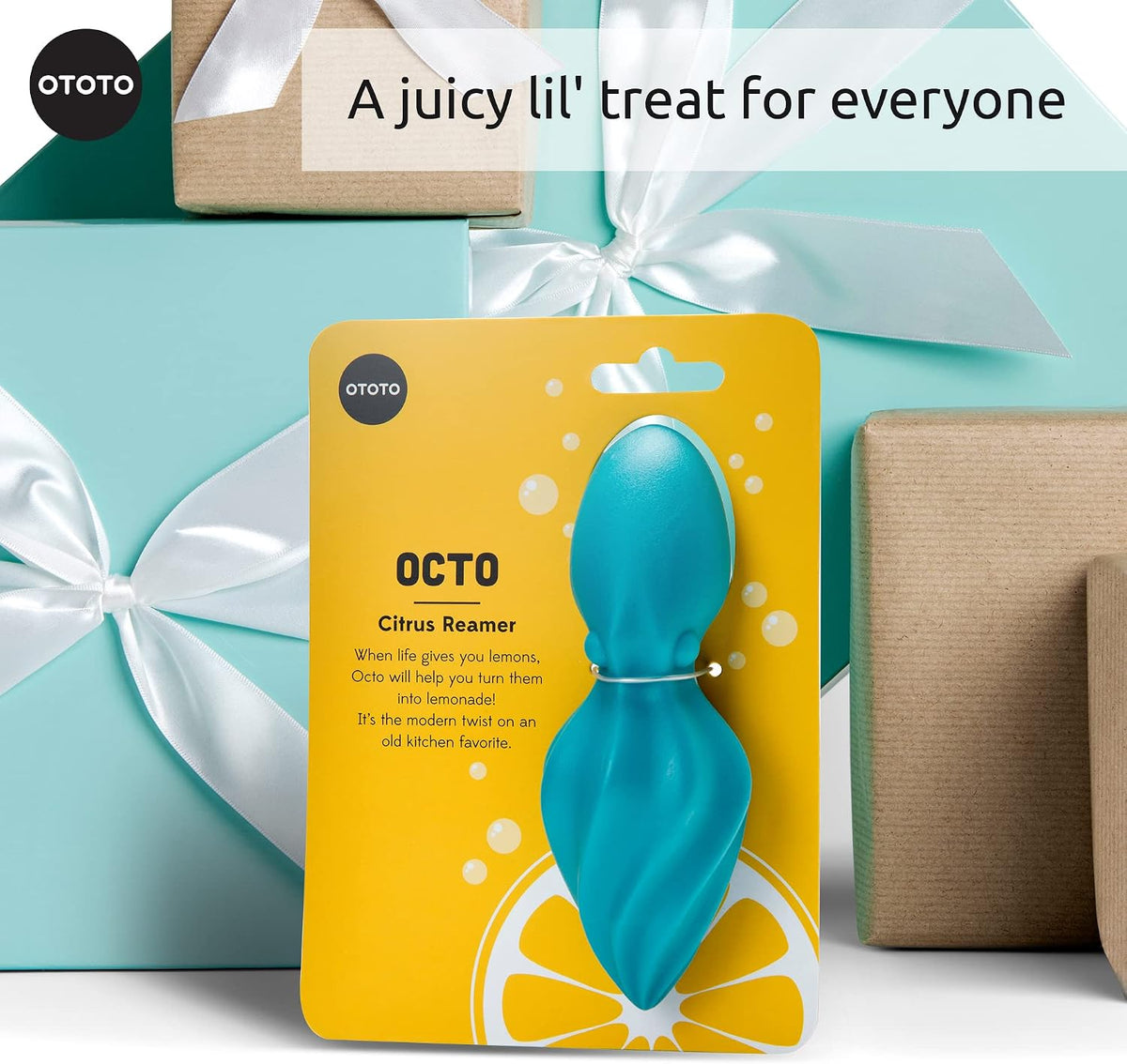 OCTO Lemon Juicer Hand - Easy to Hold Lemon Squeezer Manual for Lemon, Lime, Oranges - BPA Free, Dishwasher Safe Citrus Juicer Hand Press Manual - Fun Kitchen Gadgets & Tools