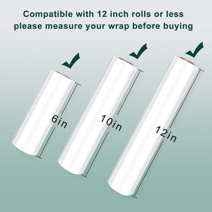 Foil Plastic Wrap Organizer Dispenser - Wall Mounted Bamboo Kitchen Paper Towel Holder with Spice Shelf,4 in 1 12" Roll Dispenser with Cutter