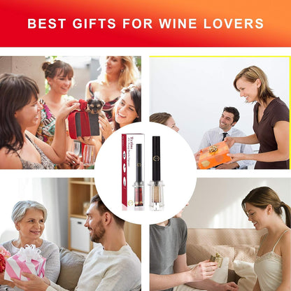 Air Pressure Pump Bottle Opener With Foil Cutter,Aerator Pourer,Vacuum Stopper(4PCS),Simple Cork Remover,Efficient Corkscrew Bottle Opener,Great For Wine Lovers,Perfect Wine Gift.