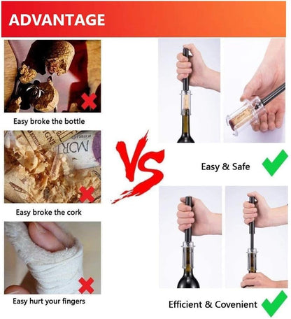 Air Pressure Pump Bottle Opener With Foil Cutter,Aerator Pourer,Vacuum Stopper(4PCS),Simple Cork Remover,Efficient Corkscrew Bottle Opener,Great For Wine Lovers,Perfect Wine Gift.